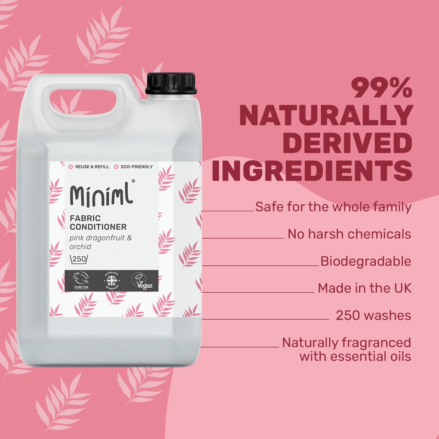 Fabric Conditioner - Pink Dragonfruit + Orchid - Bulk Refill (250) Washes