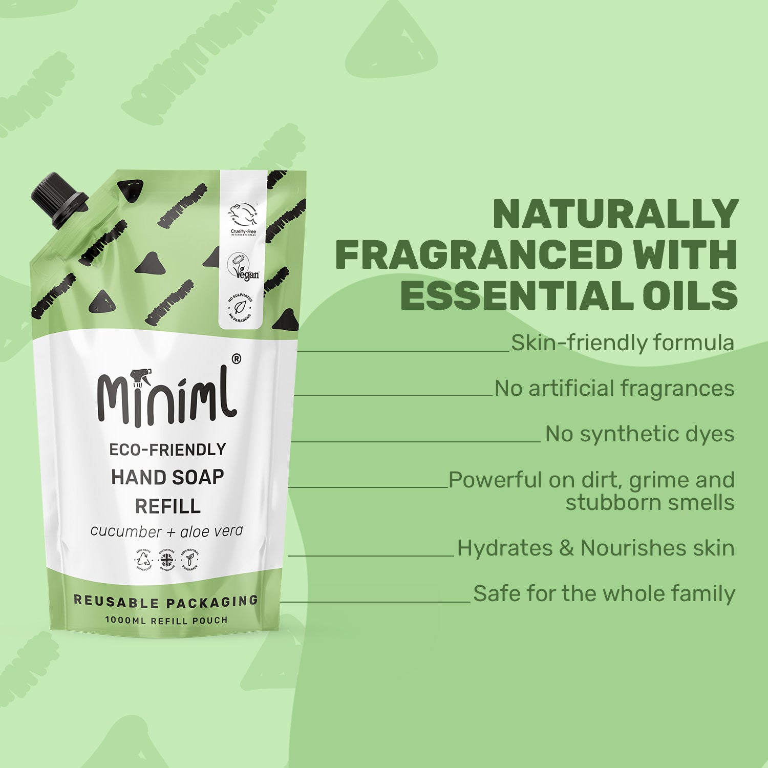 Hand Soap - Cucumber + Aloe Vera - 1L Refill Set