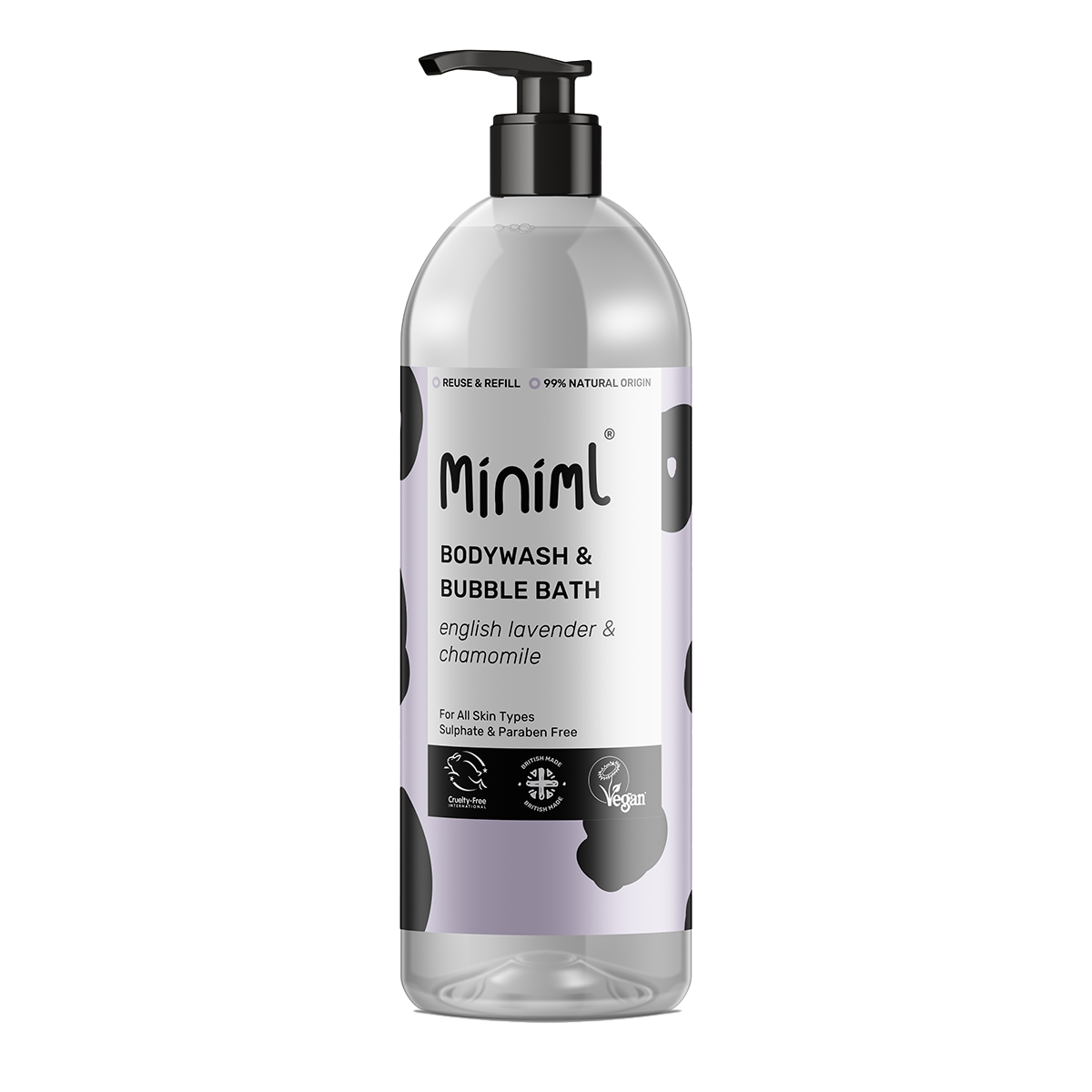 Bodywash + Bubblebath - English Lavender & Chamomile - 1L Bottle