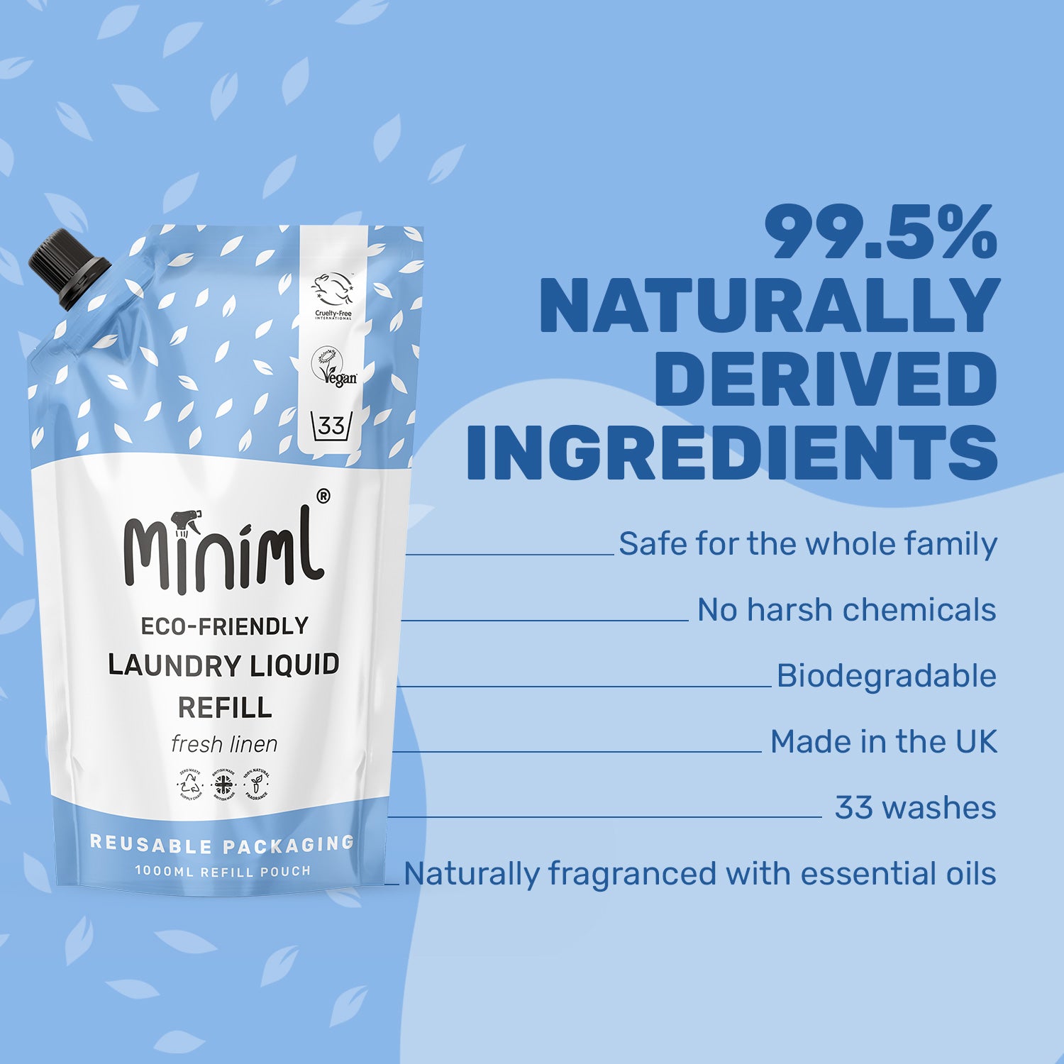 Laundry Liquid - Fresh Linen - 1L Refill (30 Washes)