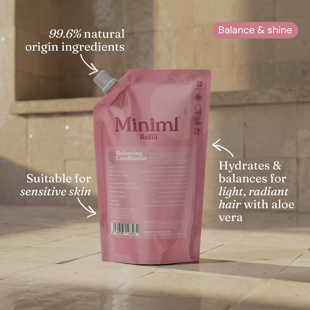 Balancing Conditioner - Pink Grapefruit + Aloe Vera - 1L Refill