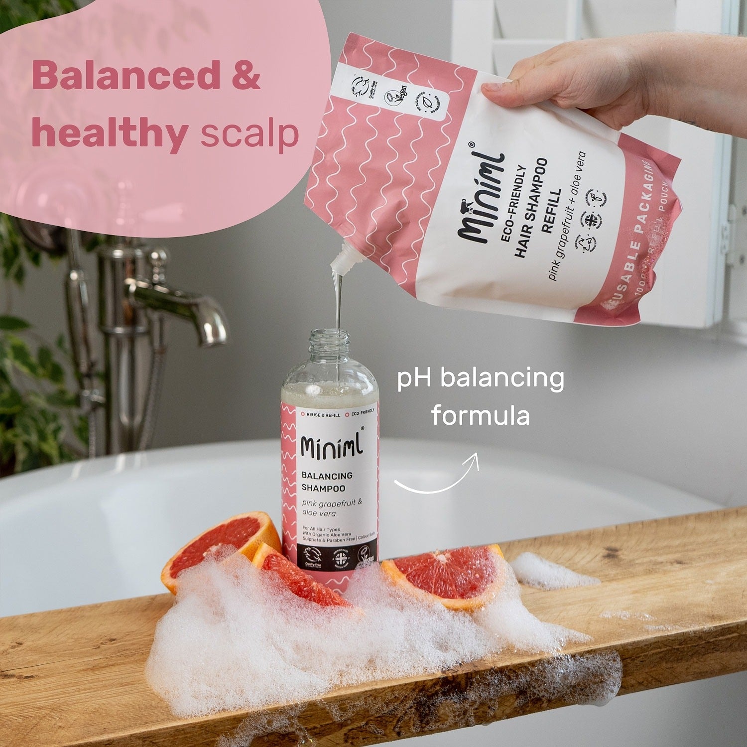 Balancing Shampoo - Pink Grapefruit + Aloe Vera - 1L Refill