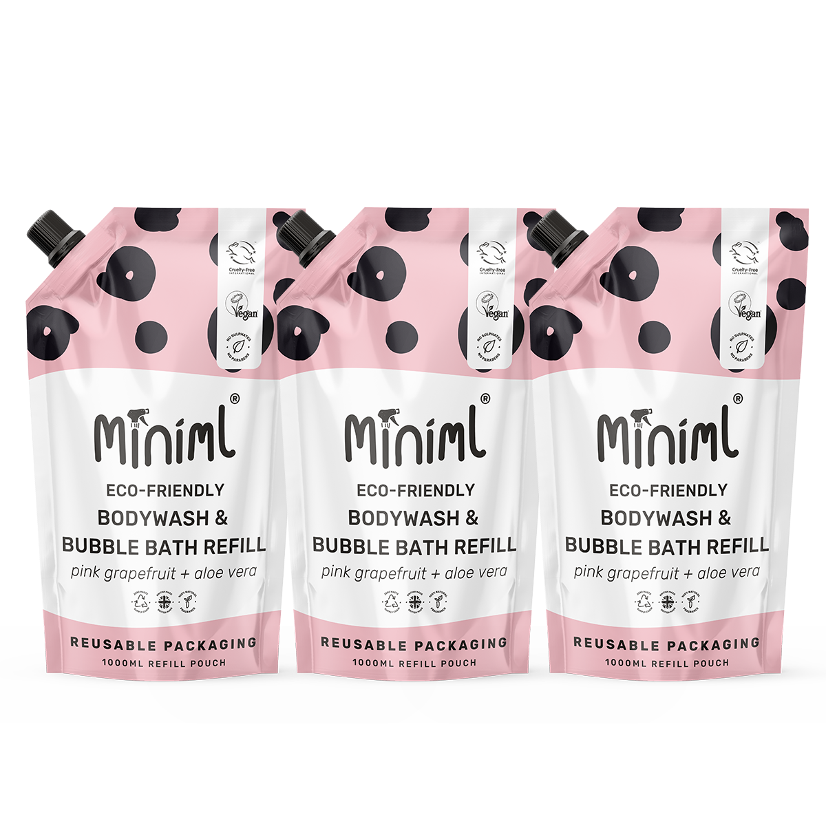 Bodywash & Bubblebath - Pink Grapefruit & Aloe Vera - 1L Refill Set