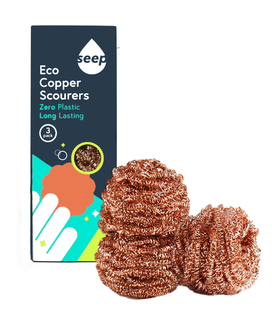 Seep Recyclable Copper Scourers - Pack of 3