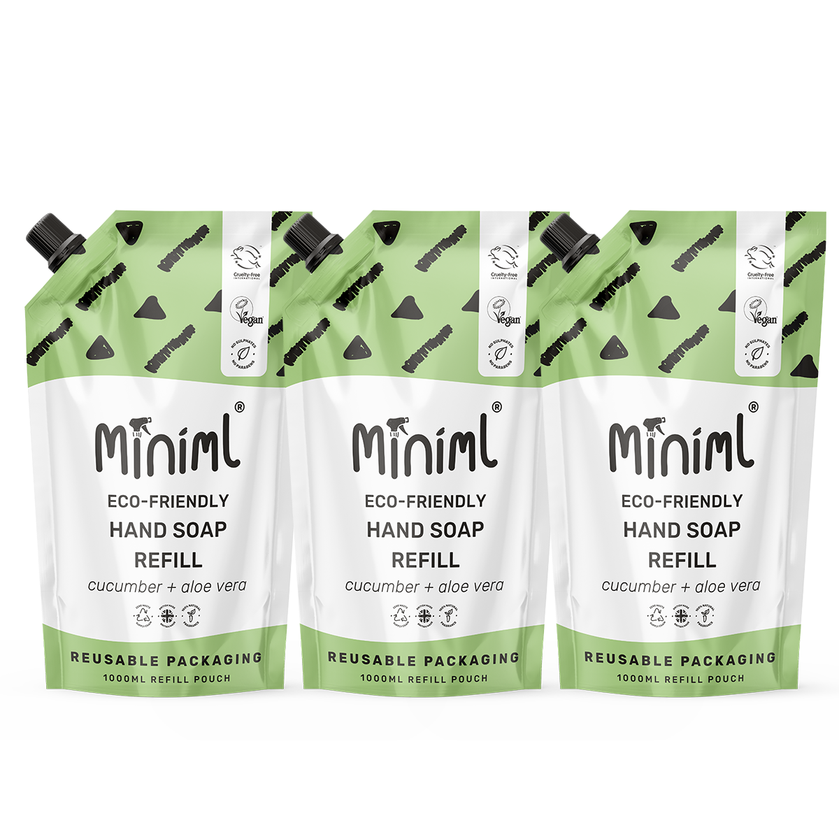 Hand Soap - Cucumber + Aloe Vera - 1L Refill Set