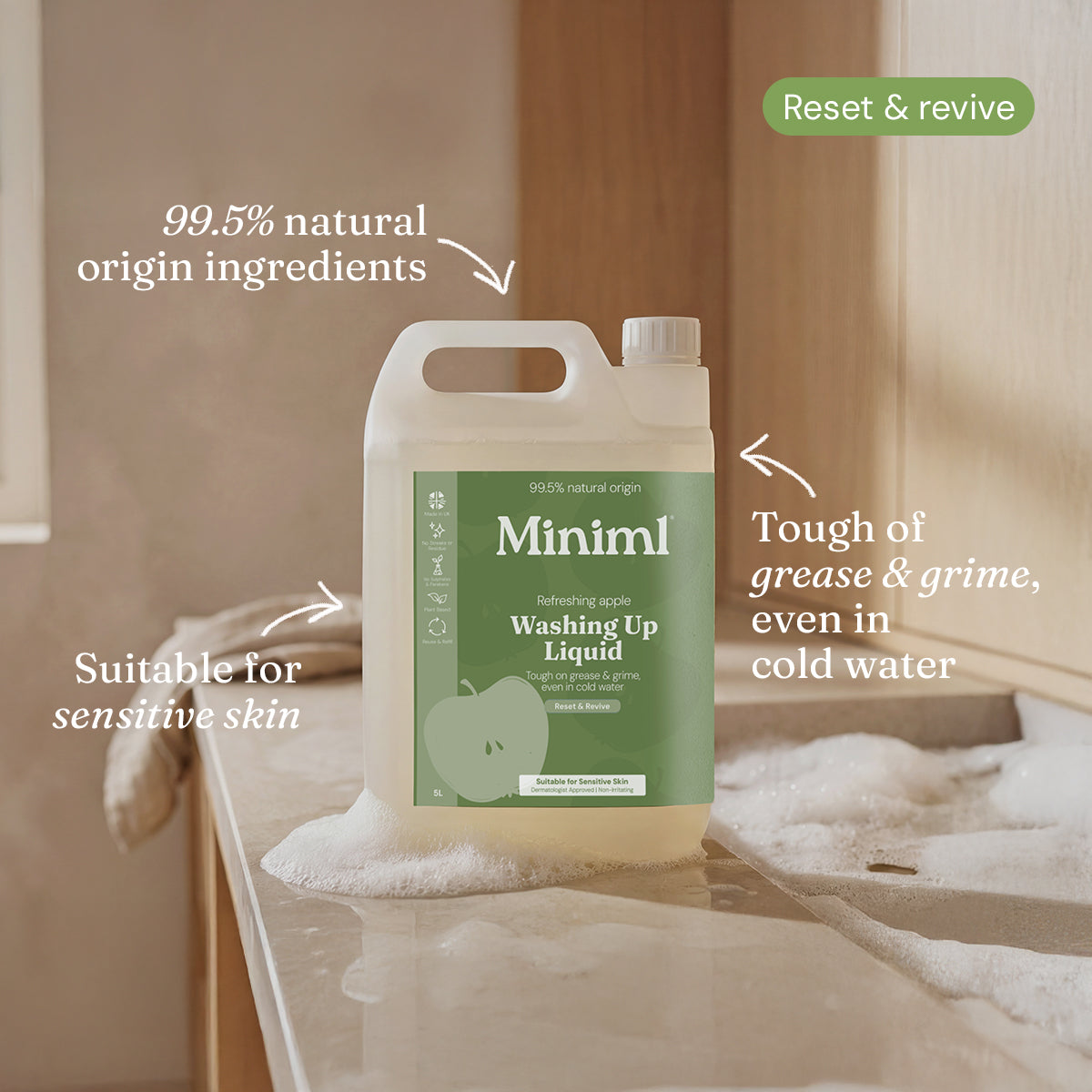 Washing Up Liquid - Refreshing Apple - Bulk Refill (500 Washes)