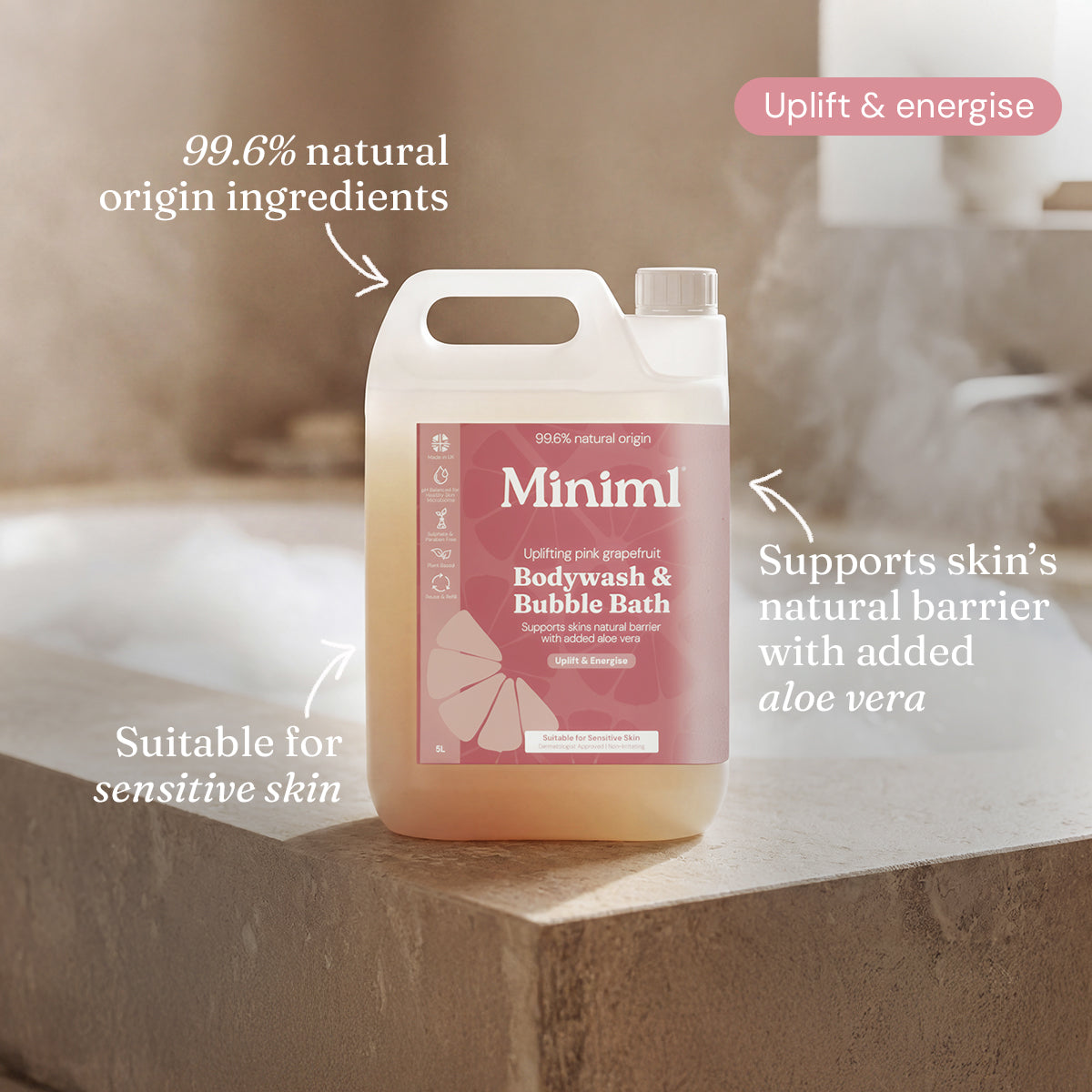 Bodywash + Bubblebath - Uplifting Pink Grapefruit - Bulk Refill