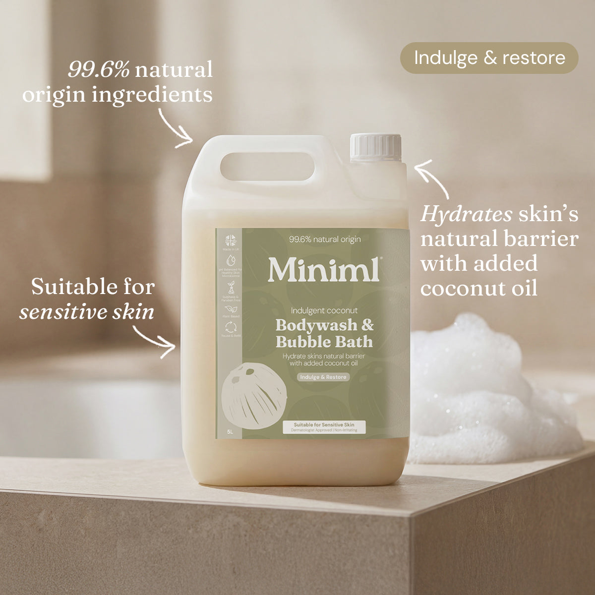 Bodywash + Bubblebath - Indulgent Coconut - Bulk Refill