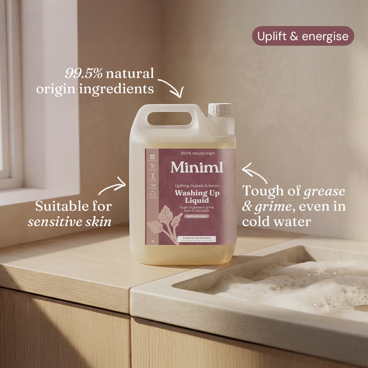 Washing Up Liquid - Uplifting Rhubarb + Lemon - Bulk Refill