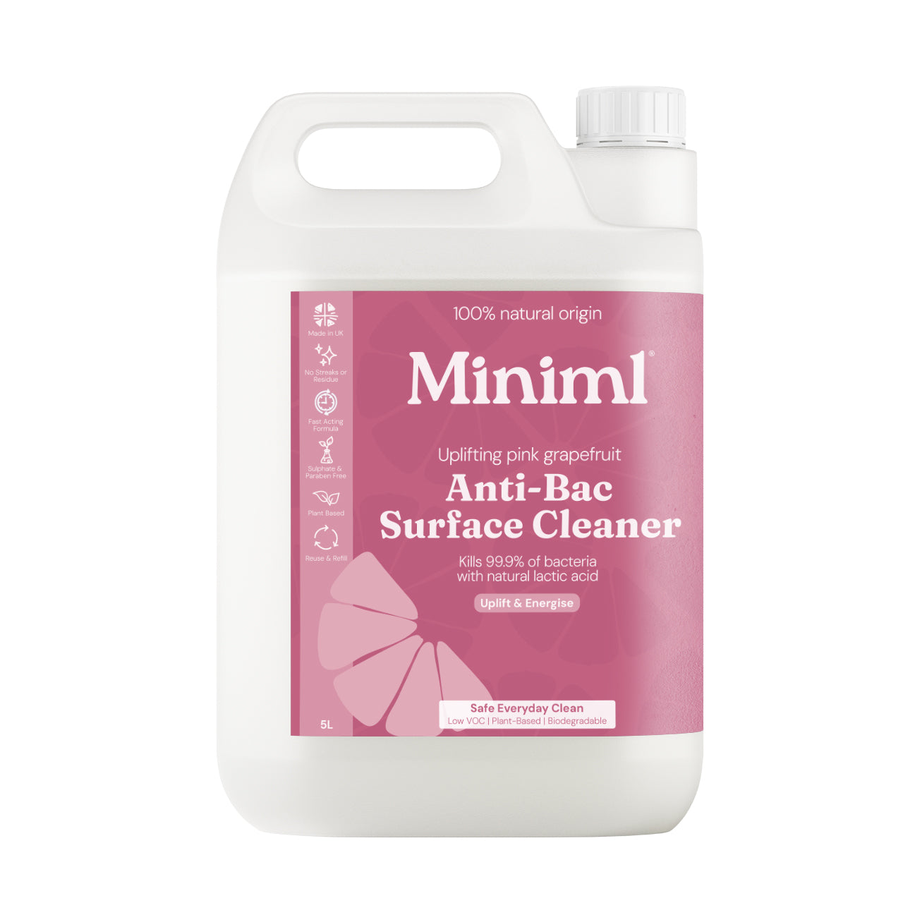 Natural Anti-Bac Surface Cleaner - Pink Grapefruit - 5L Refill – Miniml