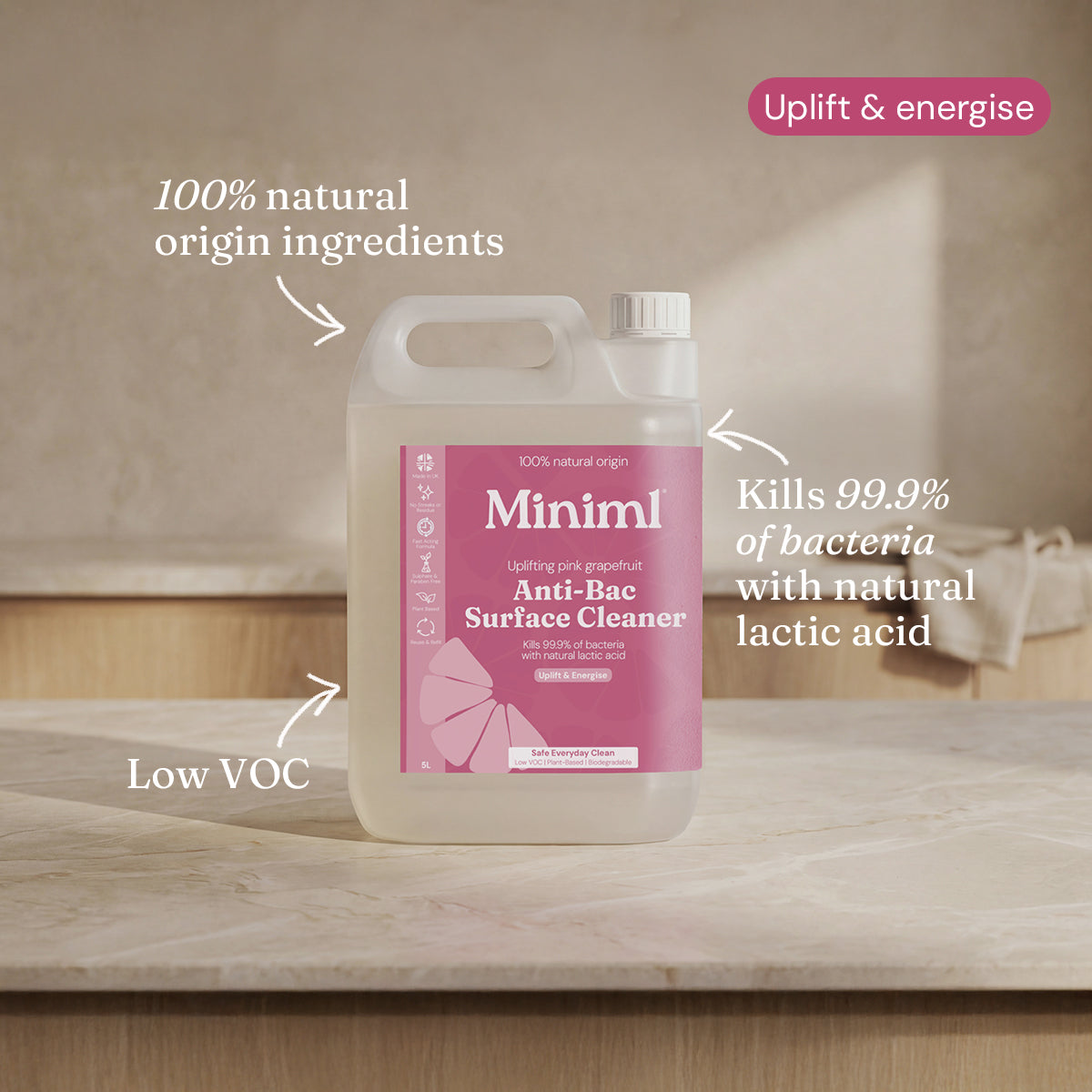 Anti-Bac Surface Cleaner - Uplifting Pink Grapefruit - Bulk Refill