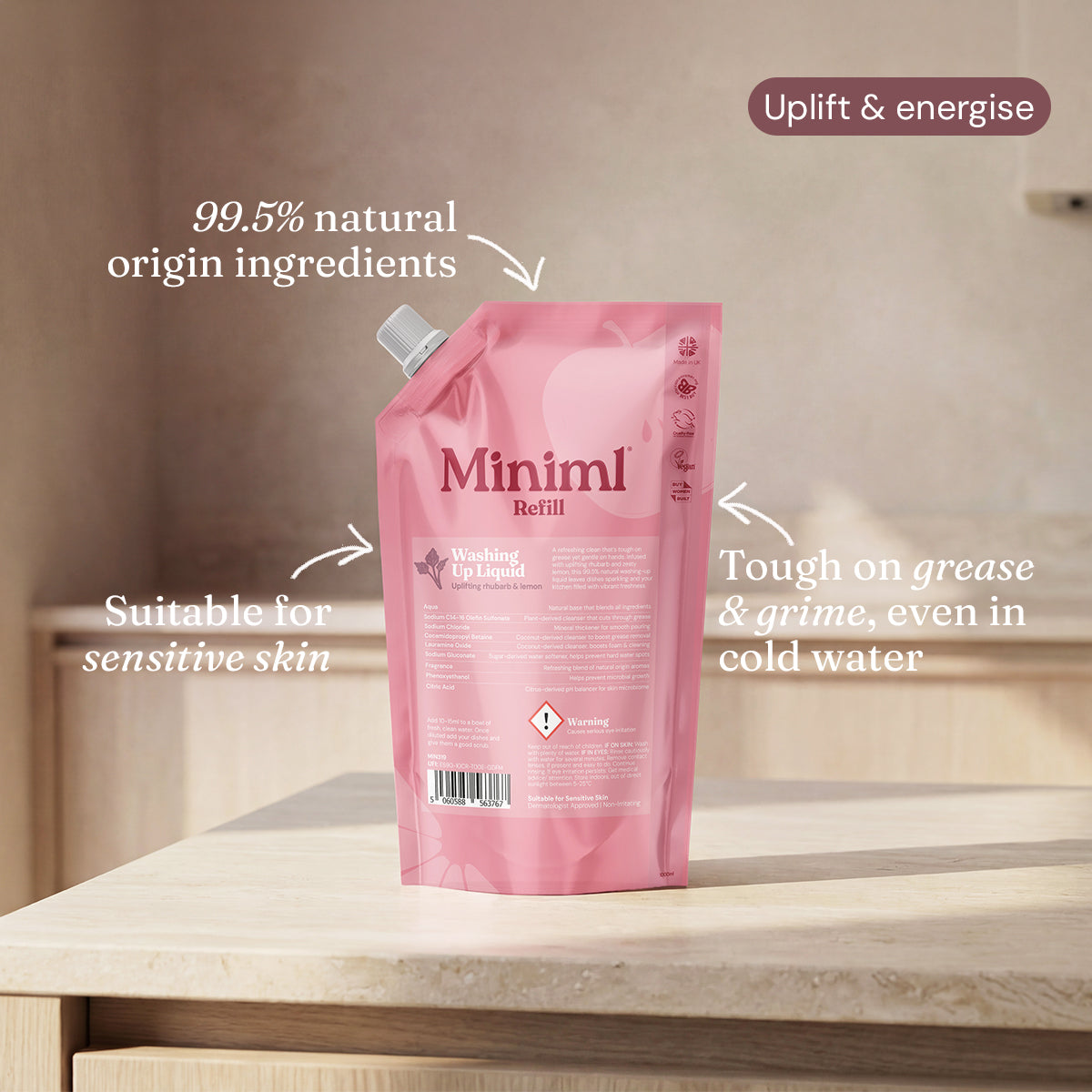 Washing Up Liquid - Wild Rhubarb + Lemon - 1L Refill