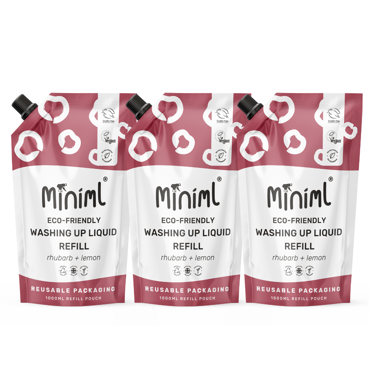 Washing Up Liquid - Wild Rhubarb + Lemon - 1L Refill Set
